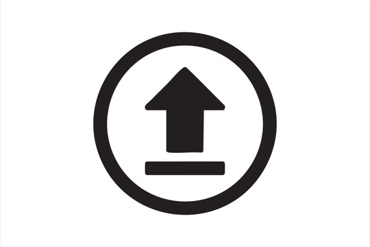 Up arrow inside circle for menu controls, buttons and navigation systems