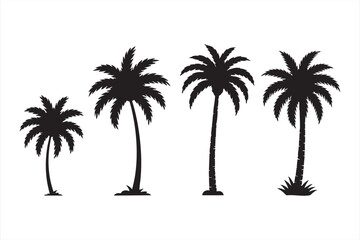 Beach palm icons for summer visuals, travel artwork and outdoor branding