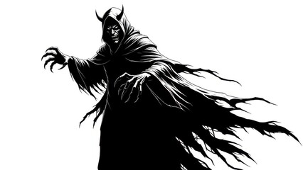 Terrifying Demon Figure with Horns and Claws devil