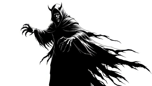 Terrifying Demon Figure with Horns and Claws devil - Powered by Adobe