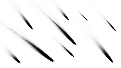 Falling meteors with smoke trails on white falling star