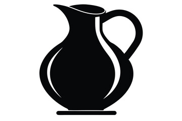 Simple black jug presents an elegant silhouette with a curved handle and spout