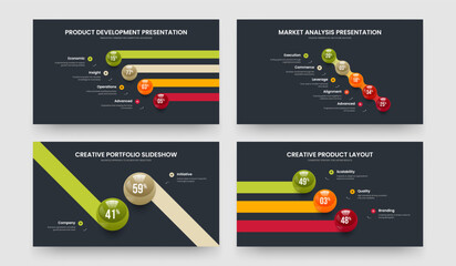 Medical Insight Four Five Two Three Option Chart Frame Layout Vector Illustration Bundle. Modern Review 4 5 2 3 Step Infographic Slideshow Design Collection.