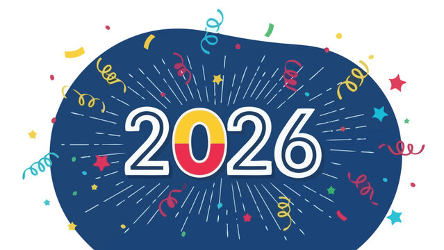 Happy New Year 2026 Festive Celebration with Confetti, Serpentine & Starry Vibes for the Upcoming Year