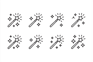 Magic Wand Sparkle Icons for Editing Tools and UI Interfaces