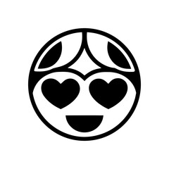 A face with heart-shaped eyes and a warm smile, expressing affection, romance, and adoration.