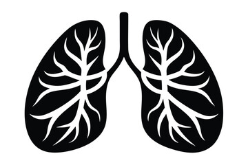 An anatomical lung pair with bronchial tree veins are clearly presented in black silhouette
