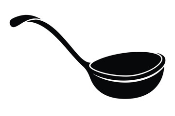 Single black silhouette of a classic ladle shows its simple, elegant kitchen utility