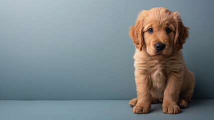 Adorable puppy holding a small red heart toy between its paws, pastel background, soft studio lighting, Valentine?s Day love concept, clean high key photo style
