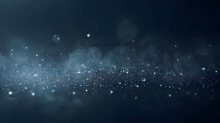 Subtle frosty mist with shimmering ice particles drifting softly across dark navy background