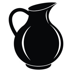 Black pitcher stands centered against a white background showing a simple silhouette