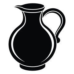 Black silhouette of a classic jug exhibits sleek curves and prominent handle design
