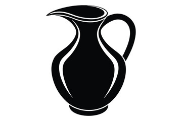 Black stylized silhouette of a classic vintage pitcher with handle is showcased