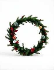 christmas wreath on white background