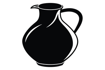 Silhouette of a classic black pitcher showcases elegant curves and sophisticated handle design against white