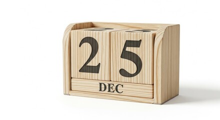 Mark your calendar with this classic wooden perpetual calendar showing December 25th, perfect for Christmas celebrations, festive reminders, and special events