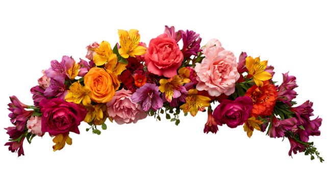 Colorful flower garland arch.