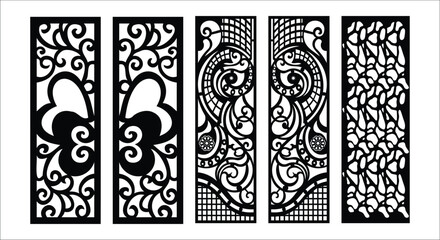 Black Decorative Ornate Scrollwork and Floral Patterns on White Background vector