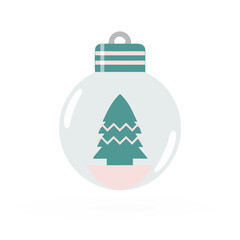 Fototapeta premium minimal Christmas string light bulb single piece, simple rounded glass shape, small cap, pastel color fill, modern scandi flat design, isolated on pure white background, vector icon 