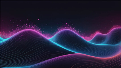 Obraz premium Abstract fractal light design with glowing blue waves and lines for a dynamic 3D color background
