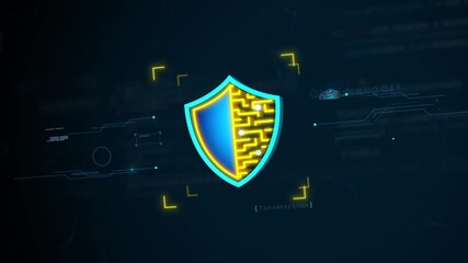 Cybersecurity shield icon with digital circuit background for data protection and network security concept - Powered by Adobe