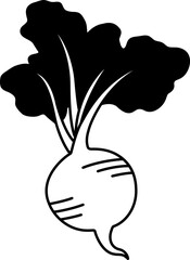 black and white illustration of A Radish