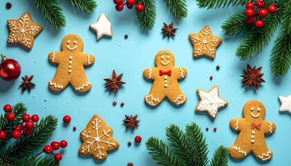 gingerbread cookies and christmas tree