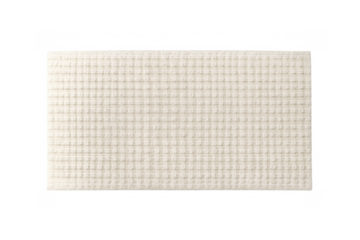 White waffle weave kitchen towel or fabric swatch showing cotton texture from top view, transparent background