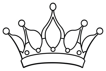 Black outline of a classic royalty crown with circular gems is visually simple