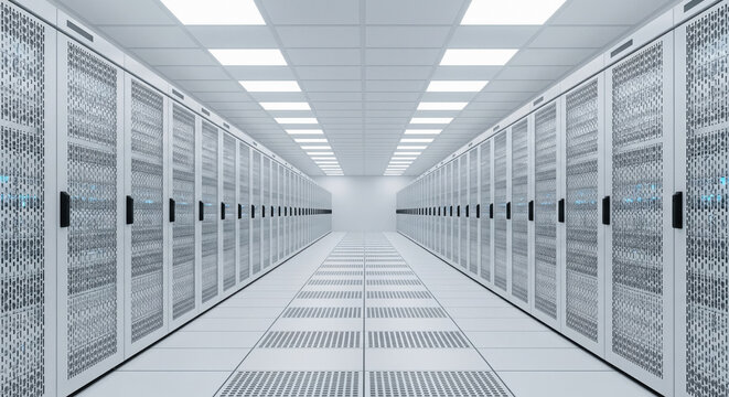 Modern Data Center Infrastructure with Server Racks