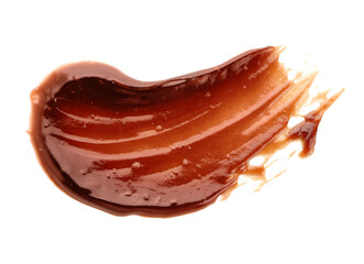 Smear of sweet chocolate isolated on white background, closeup