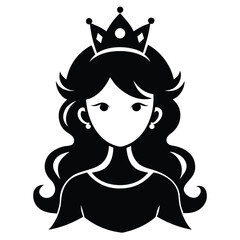 Elegant silhouette showcases a regal woman with a crown and beautiful wavy hair