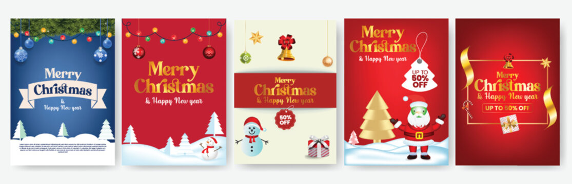 Modern Merry Christmas celebration party template pack including A4 flyer poster layout bundle, 3D Santa Claus vector background, promotional holiday sale ads and New Year poster designs