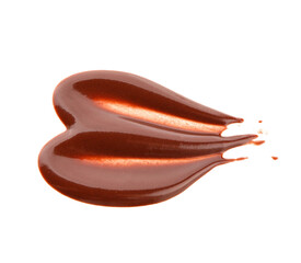 Smears of tasty chocolate isolated on white background, closeup
