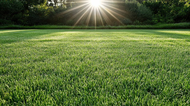 Sunrise field grass morning calm open meadow sunlight warmth - Powered by Adobe