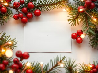 Christmas decoration with fir twigs, berries and card. (60)