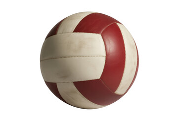 Fototapeta premium Vintage red and white stitched leather volleyball isolated on a transparent background