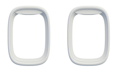 Fototapeta premium Realistic airplane window frames in front view, showcasing smooth, rounded edges. Ideal for aviation design, travel graphics, simulations, and aircraft branding.