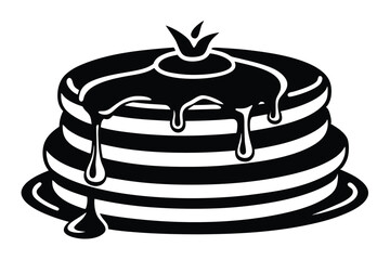 Black and white pancakes with syrup look delicious on a plate in the monochrome view
