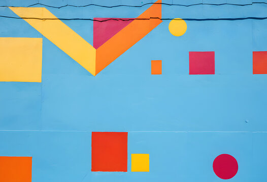 Abstract geometric shapes creating colorful modern wall pattern