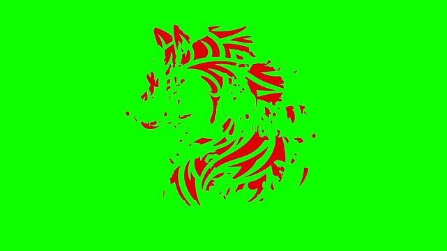 wolf tribal animal green background