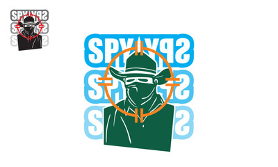 simple detective logo, silhouette of brave a man wear hat on target vector illustrations