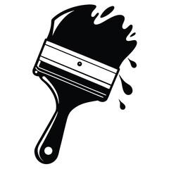 Black paint on a brush creates abstract streaks and drips around the bristle