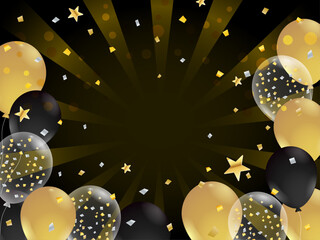 黒と金の風船と豪華な装飾フレーム