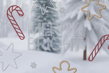 Experience the magic of Christmas with this merry and bright holiday design featuring festive candy canes, gingerbread man, snowflakes, and stars, perfect for seasonal cheer