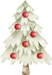 Watercolor Christmas Tree Illustration &ndash; Hand-Painted Holiday Winter Decoration