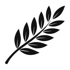 Fototapeta premium Silhouette branch with leaves creates a clean natural pattern against a white surface