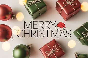 Delightful Christmas presents and ornaments creating a festive mood for modern holiday greetings and promotions with a touch of elegant holiday cheer