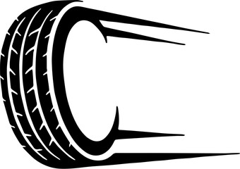 Car Wheel Silhouette with Fast Motion Lines. © Rizky