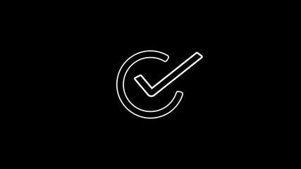 Check mark animation. check mark animation motion. Animated tick mark icon with circle loading animated on a black background approved 4k video